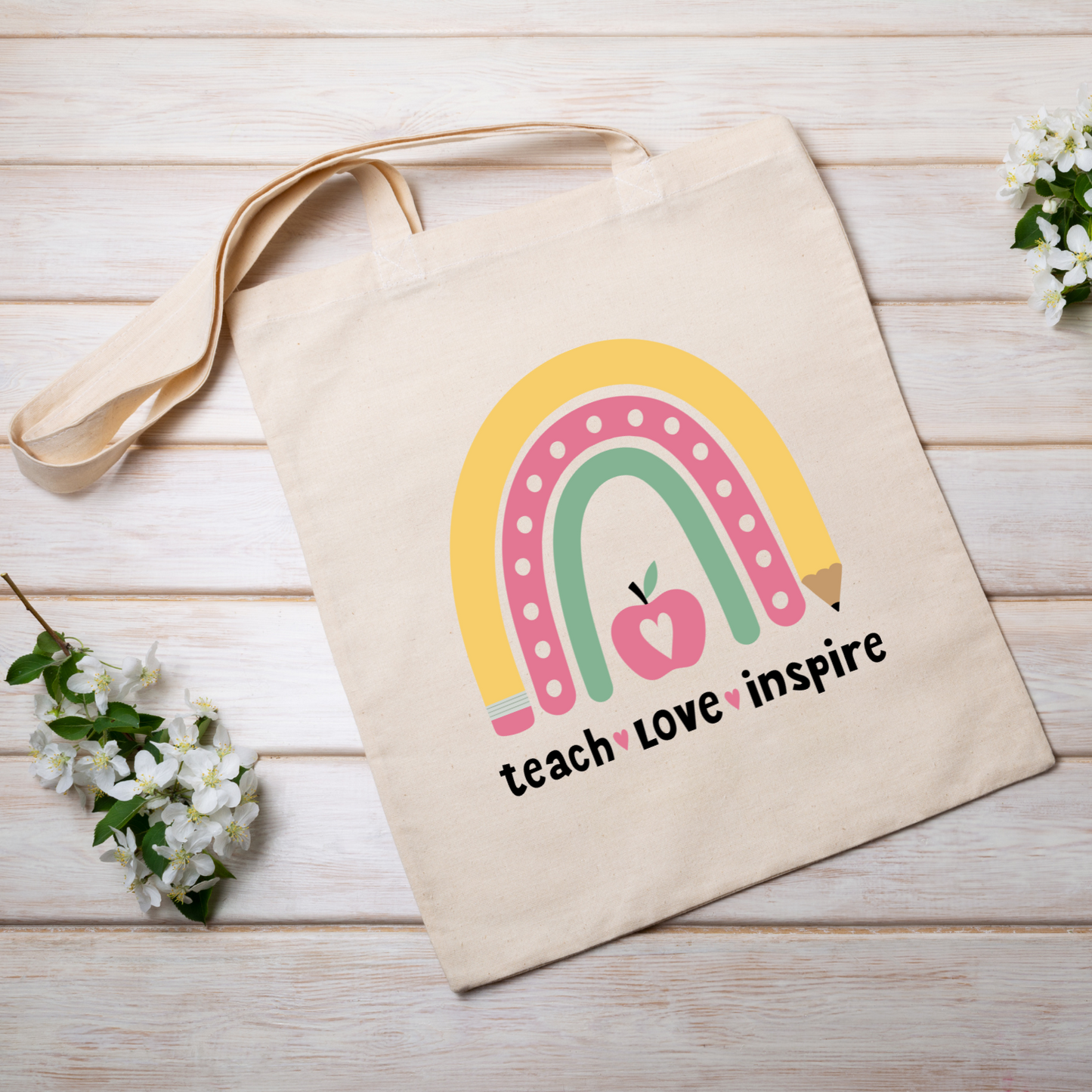 Teacher rainbow themed tote bags