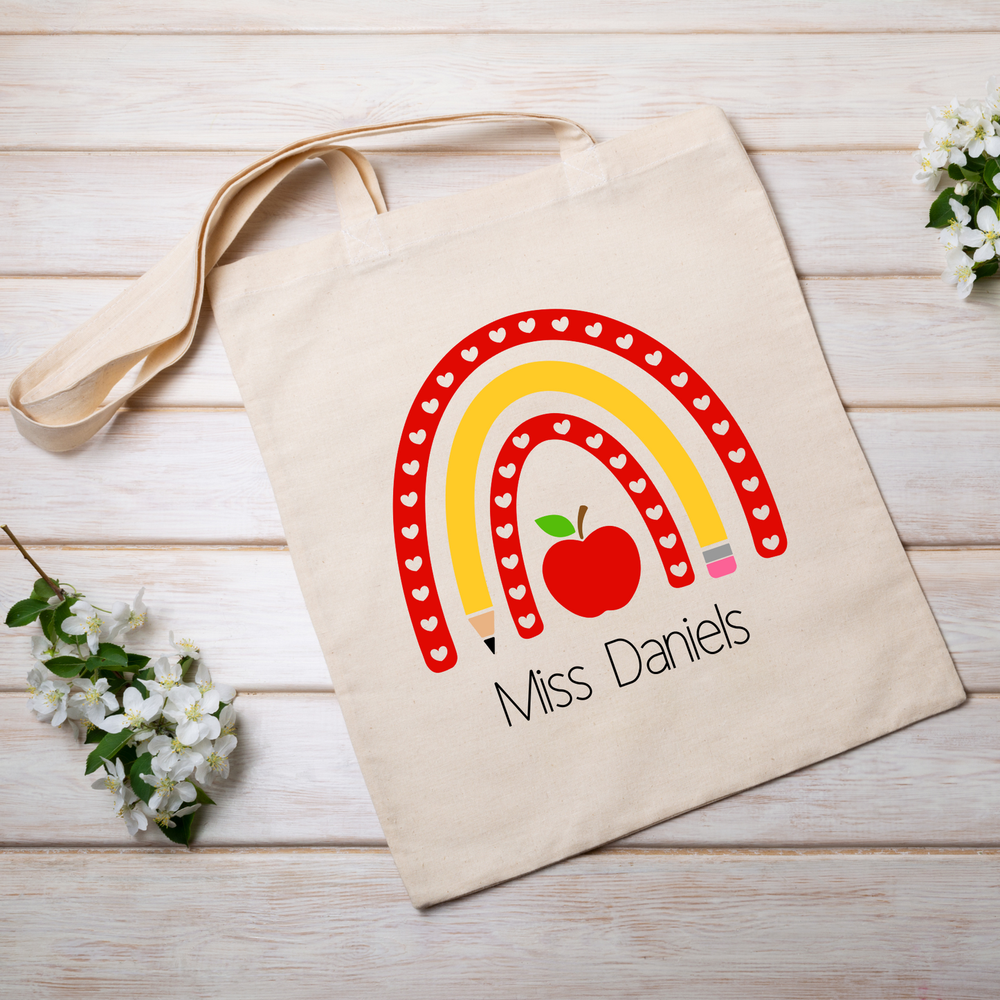 Personalised Teache themed tote bags