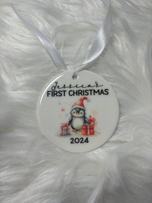 1st Christmas tree decoration Penguin themed