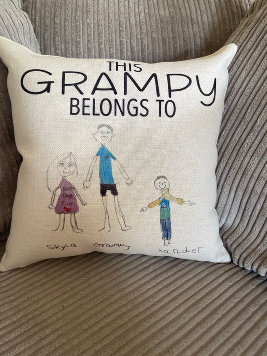 Personalised child’s drawing linen cushion