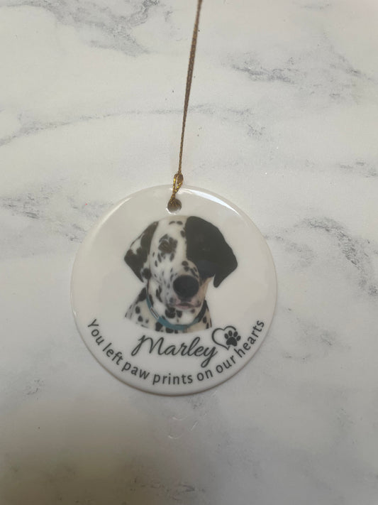 Pet memorial Christmas ceramic round decoration