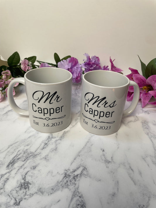 Mr and Mrs wedding mugs